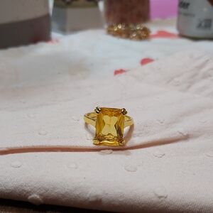 Rectangle Yellow Cocktail Ring